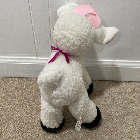 Vintage Sugar Loaf Lamb Sheep Wooly Plush Bell Black Feet 12 in Stuffed Animal - Picture 3 of 10